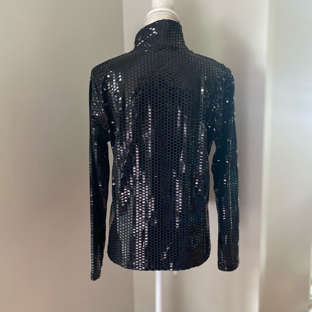 Erin London Black Zip Shimmery Square Print Jacket - Picture 4 of 6